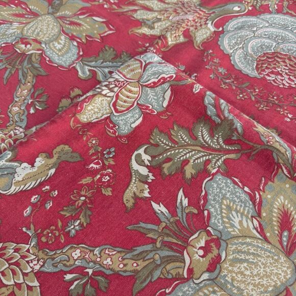 Lot of 3 Pottery Barn Pillow Covers Jacobean Floral Large 24”x24” Red Linen - Picture 3 of 9